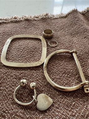 Tiffany & Co. Silver Bracelet, ring and key chain. Maiansai Silver bangle, ring